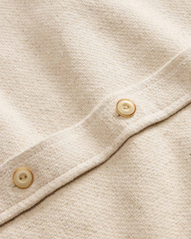 fit model walking in The Division Shirt in Birch, Wovens by Taylor Stitch