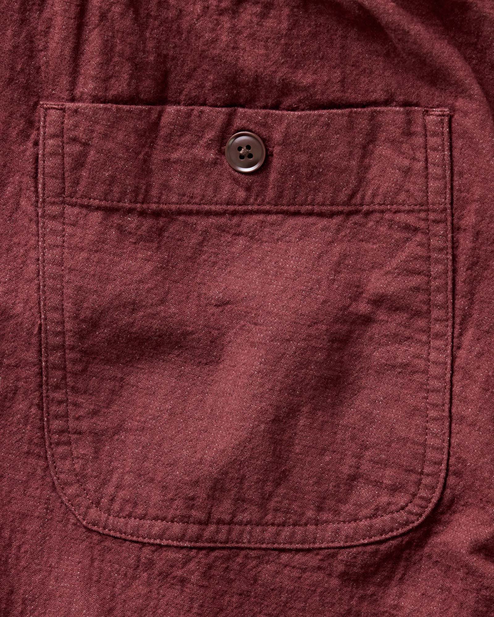 material shot of the pockets on The Apres Pant in Burgundy Double Cloth, Bottoms by Taylor Stitch