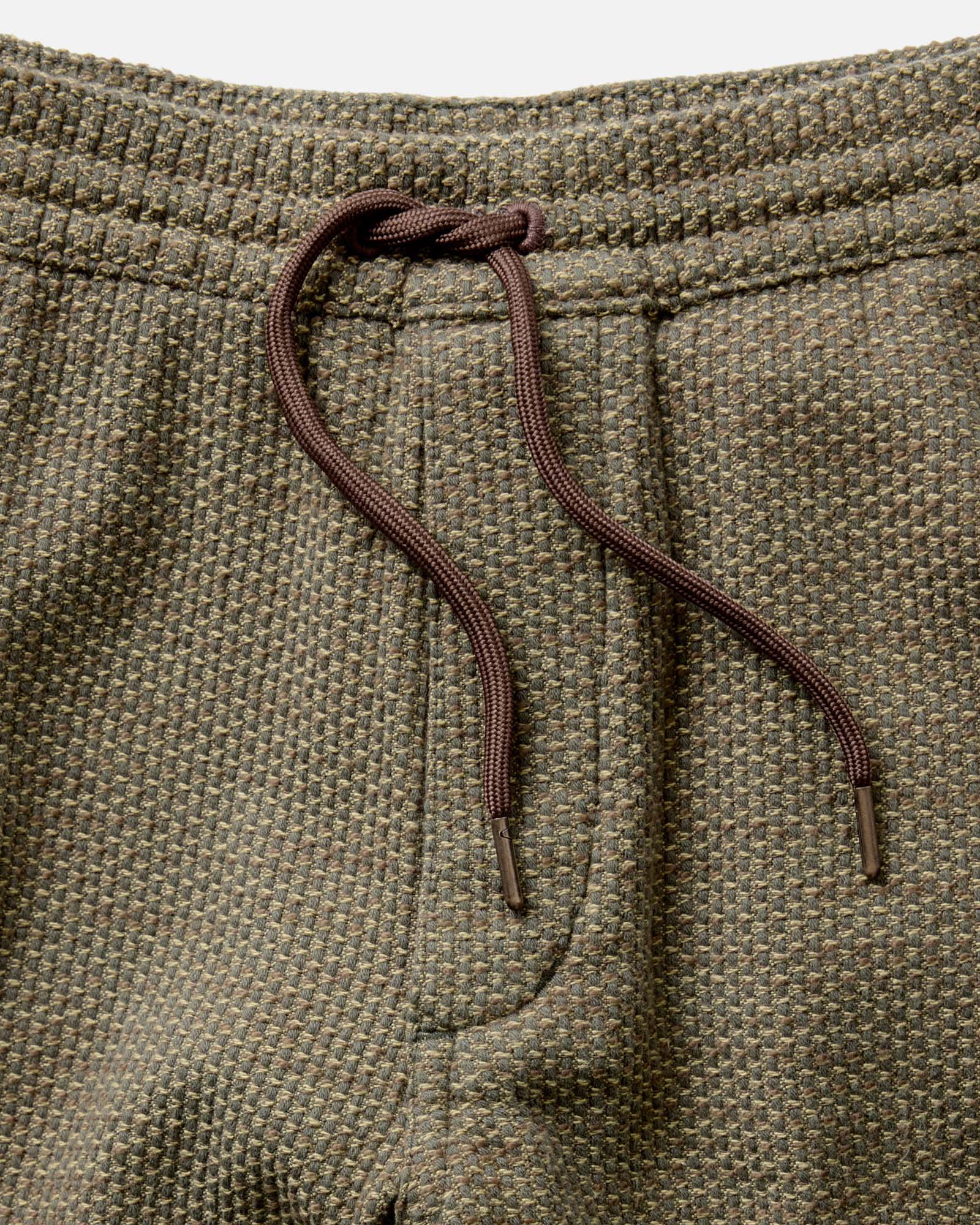 material shot of the waistband on The Apres Pant in Cypress Sashiko, Bottoms by Taylor Stitch