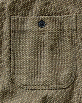 material shot of the back pocket on The Apres Pant in Cypress Sashiko, Bottoms by Taylor Stitch