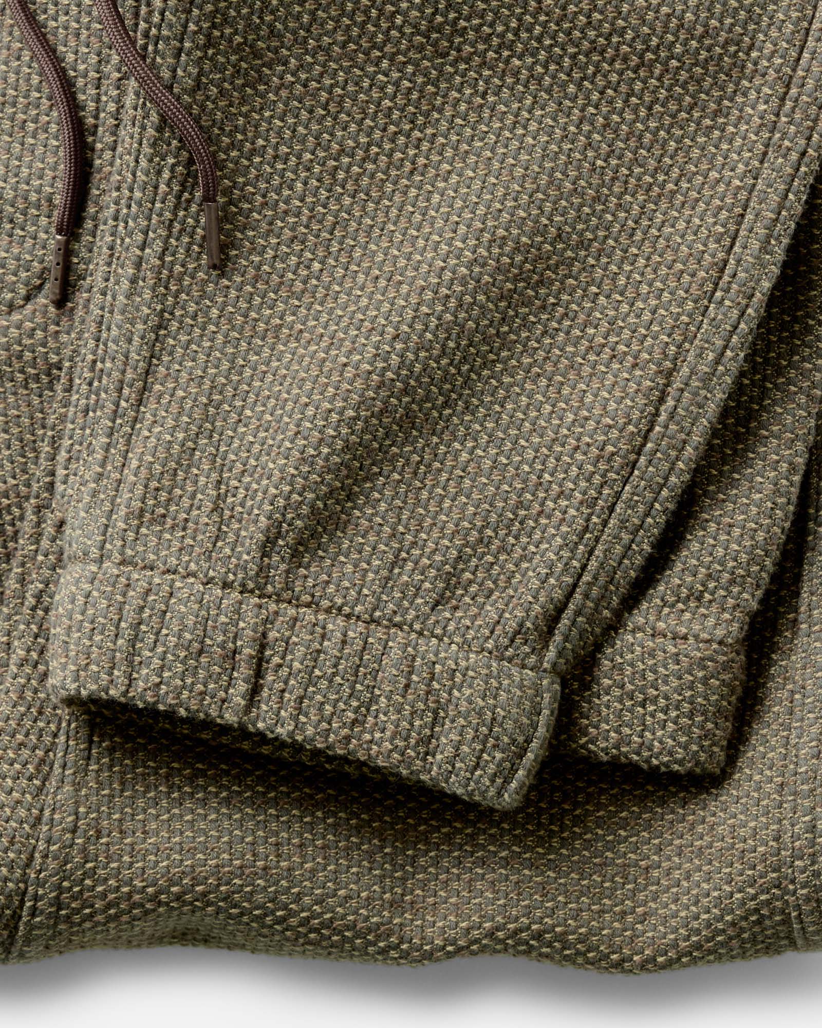 material shot of the cuffs on The Apres Pant in Cypress Sashiko, Bottoms by Taylor Stitch