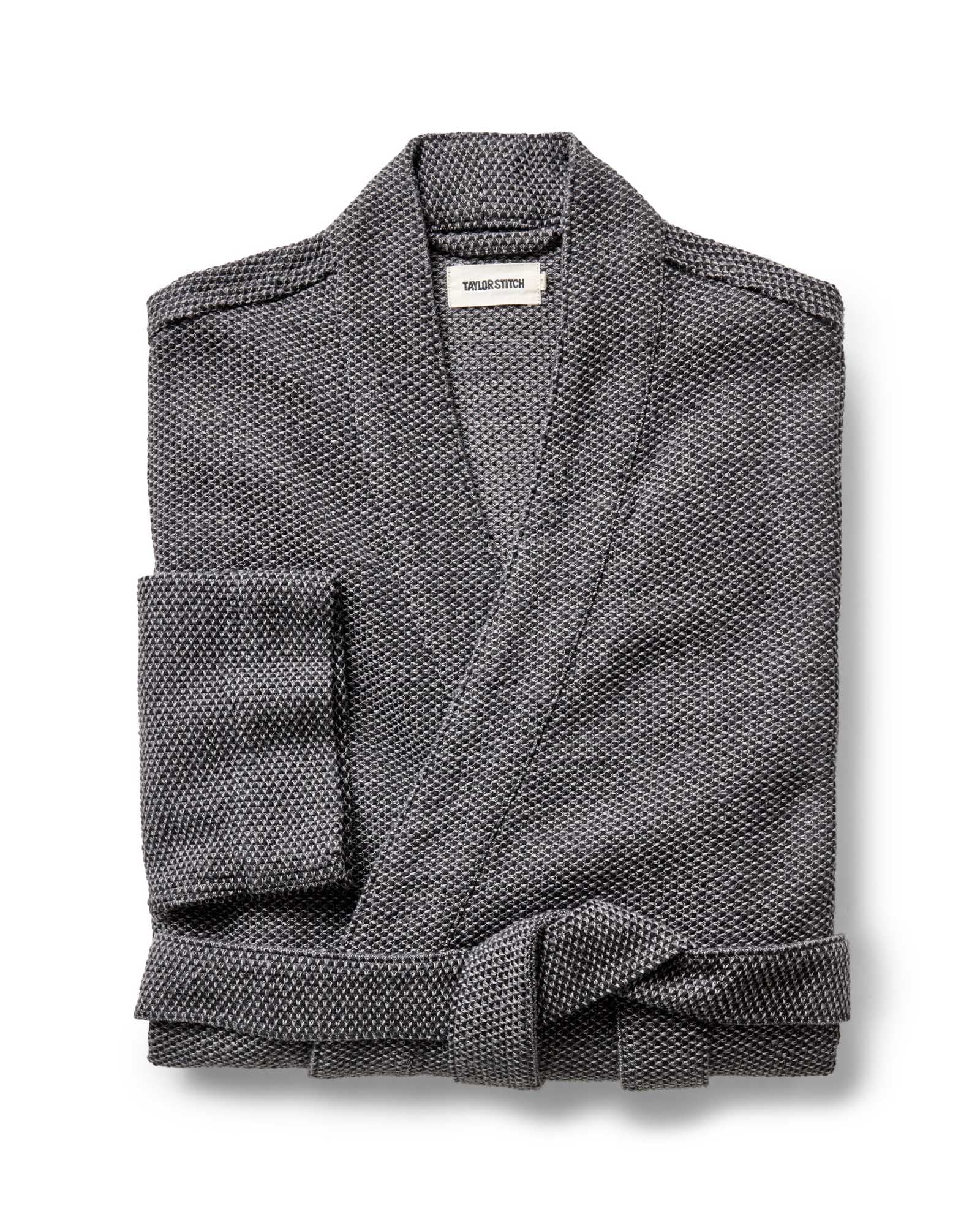 folded flatlay of The Apres Robe in Charcoal Sashiko, Accessories by Taylor Stitch