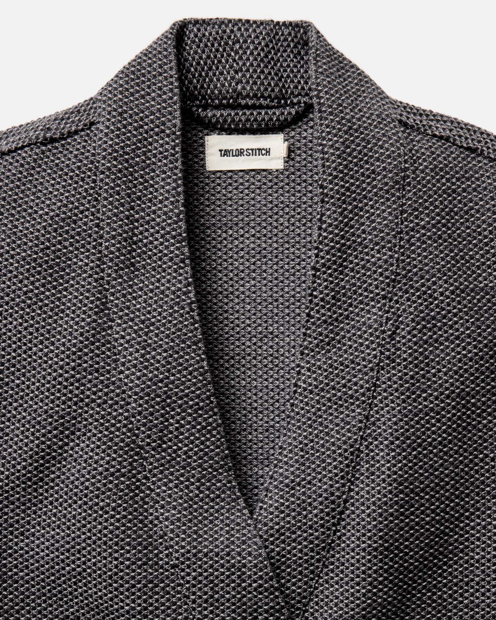 material shot of the collar on The Apres Robe in Charcoal Sashiko, Accessories by Taylor Stitch