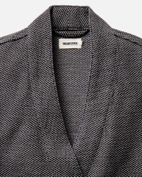 material shot of the collar on The Apres Robe in Charcoal Sashiko, Accessories by Taylor Stitch