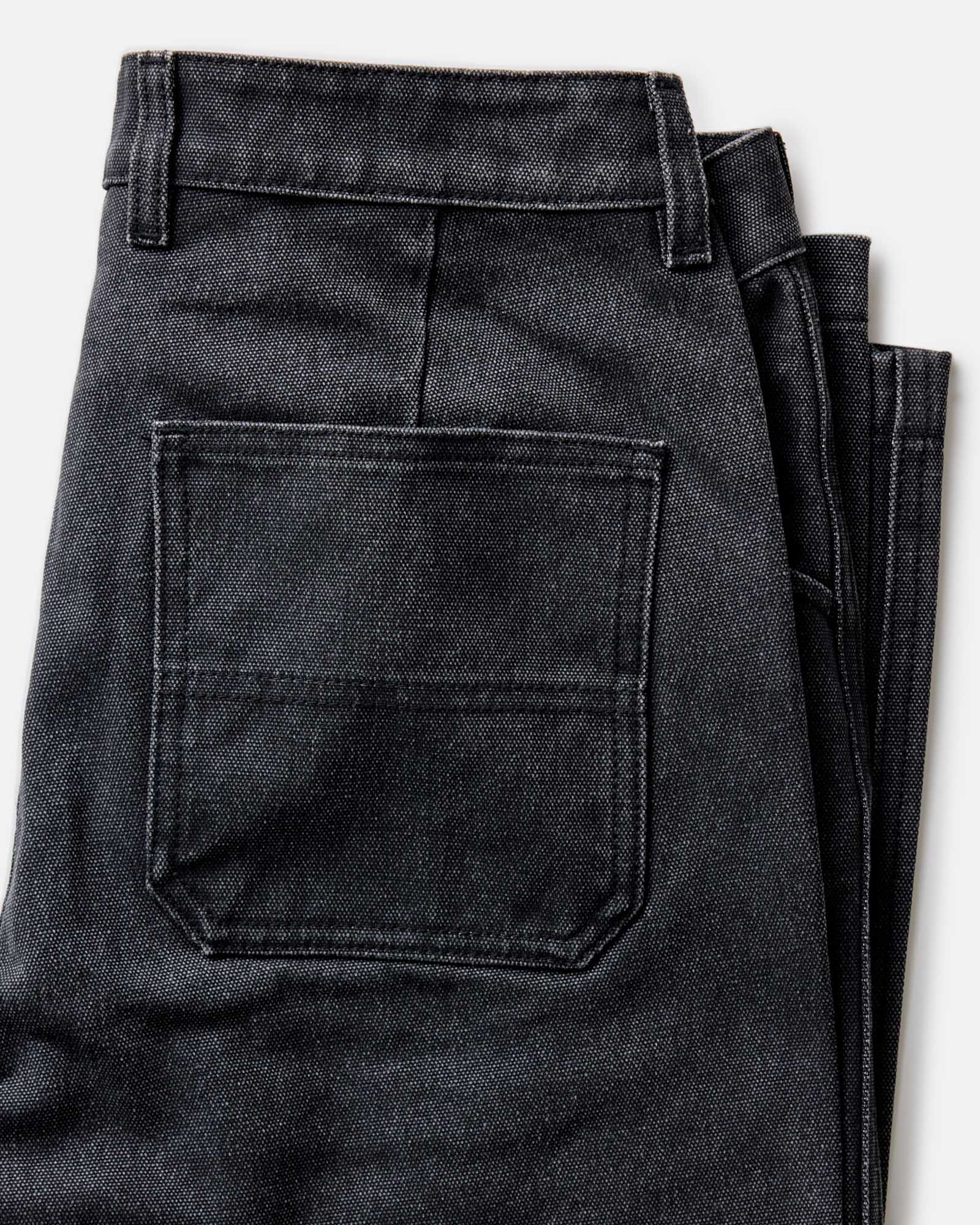 material shot of the waistband on The Camp Pant in Coal Chipped Canvas, Bottoms by Taylor Stitch