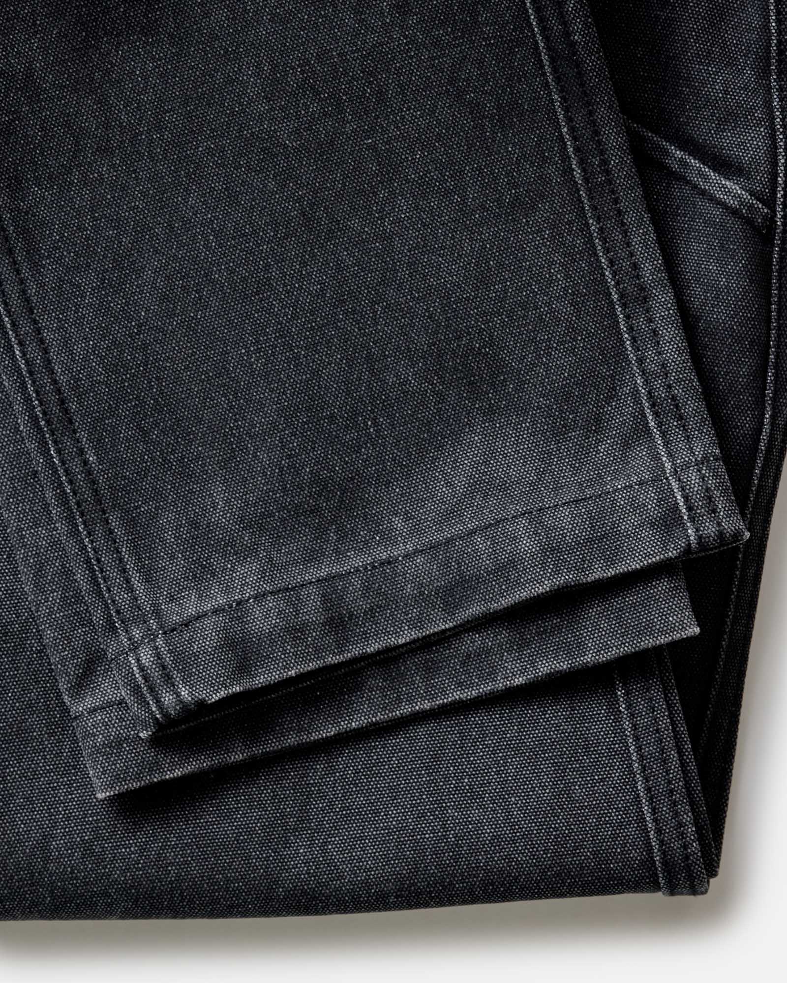 material shot of the button fly on The Camp Pant in Coal Chipped Canvas, Bottoms by Taylor Stitch