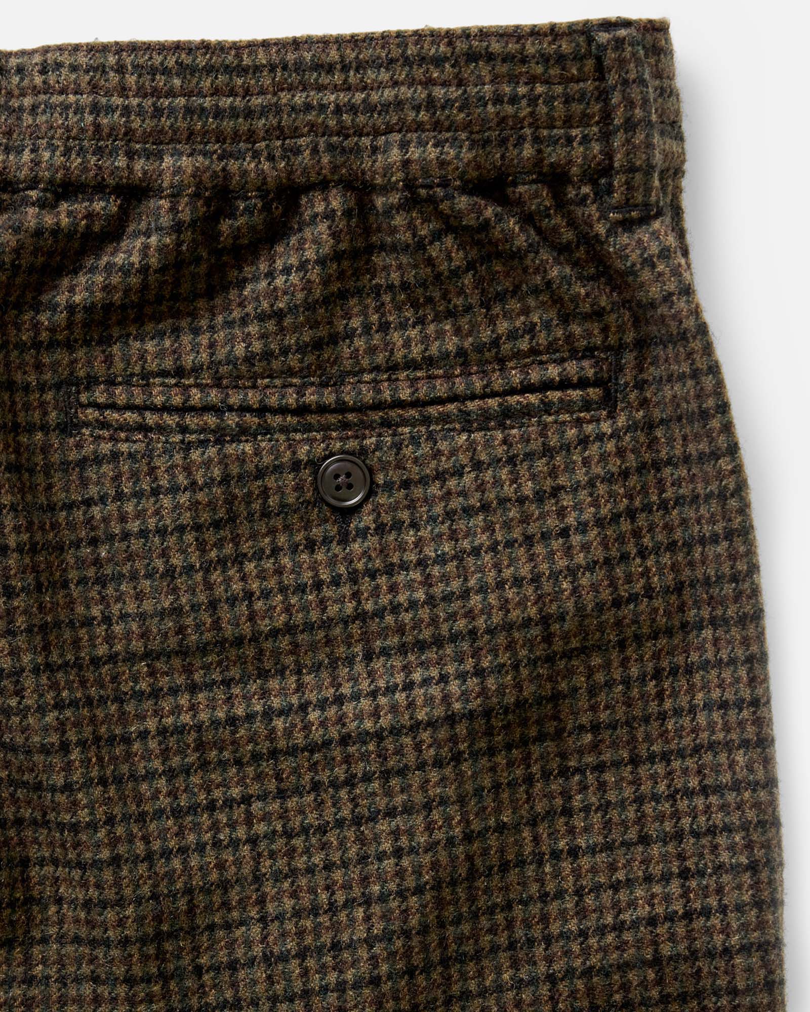 material shot of the pocket on The Carmel Pant in Timber Guncheck Italian Wool, Bottoms by Taylor Stitch