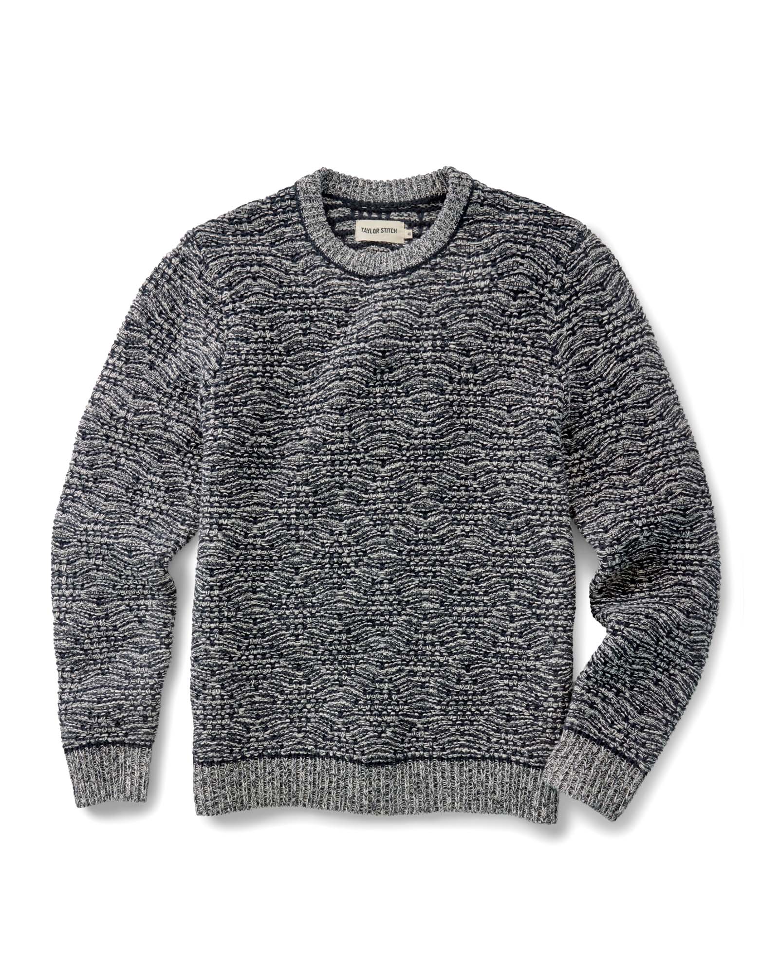 flatlay of The Chatham Crew in Marine Stripe Jacquard, Knits by Taylor Stitch