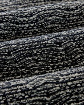 material shot of the sleeve on The Chatham Crew in Marine Stripe Jacquard, Knits by Taylor Stitch