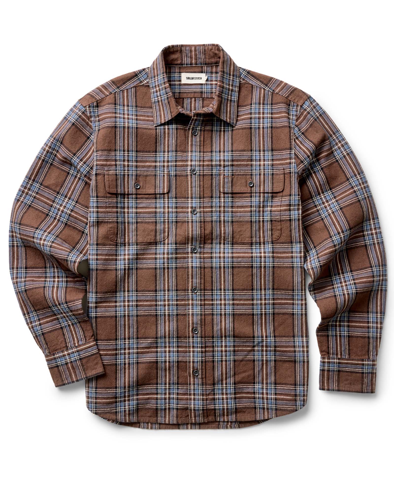 flatlay of The Craftsman Shirt in Brick Plaid, Wovens by Taylor Stitch