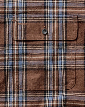 material shot of the pocket of The Craftsman Shirt in Brick Plaid, Wovens by Taylor Stitch