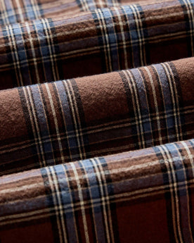 material shot of the fabric on The Craftsman Shirt in Brick Plaid, Wovens by Taylor Stitch