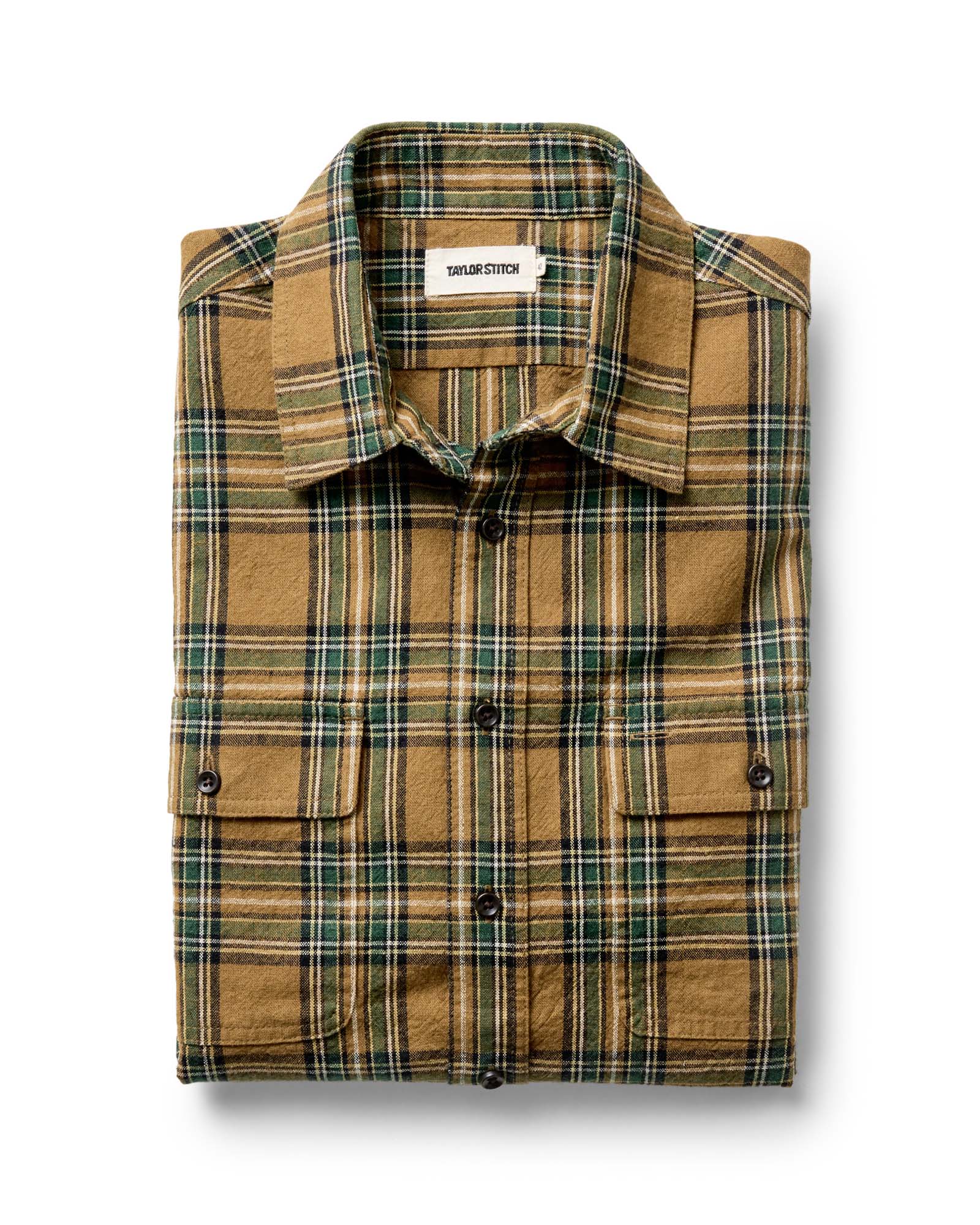 folded flatlay of The Craftsman Shirt in Fern Plaid, Wovens by Taylor Stitch