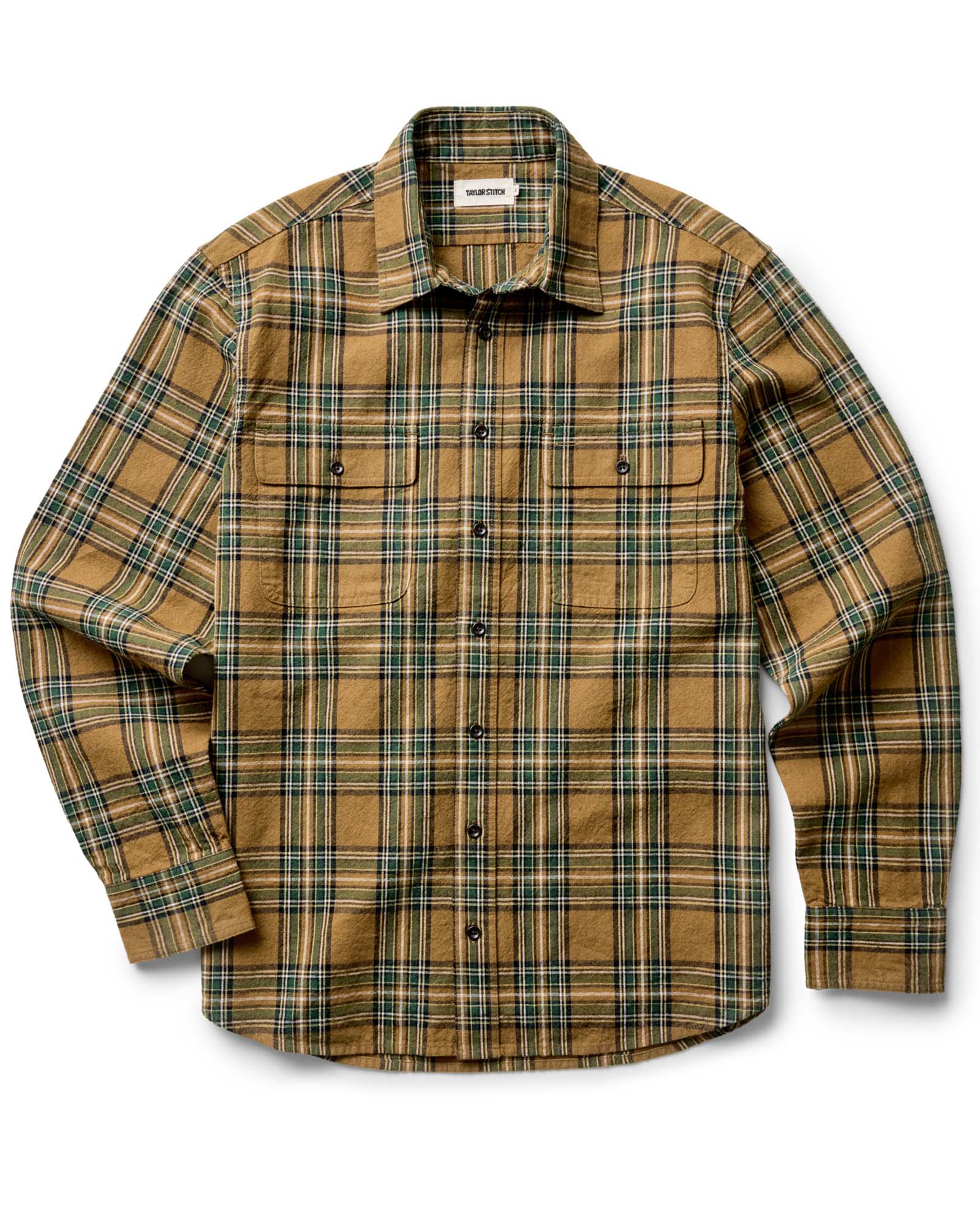 flatlay of The Craftsman Shirt in Fern Plaid, Wovens by Taylor Stitch