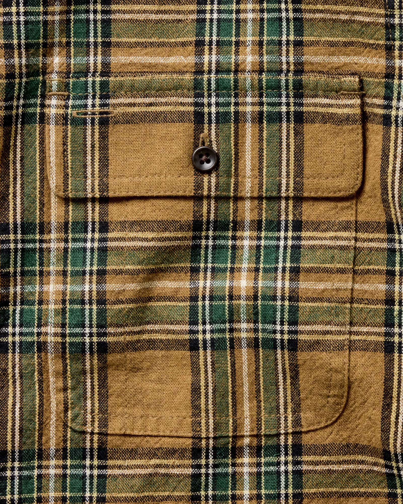 material shot of the pocket on The Craftsman Shirt in Fern Plaid, Wovens by Taylor Stitch