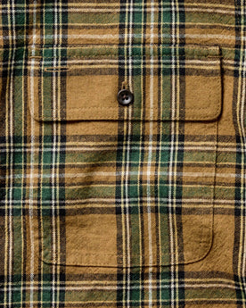 material shot of the pocket on The Craftsman Shirt in Fern Plaid, Wovens by Taylor Stitch