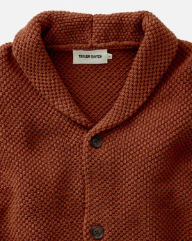 material shot of the collar on The Crawford Sweater in Rust, Knits by Taylor Stitch