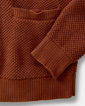 material shot of sleeve on The Crawford Sweater in Rust, Knits by Taylor Stitch