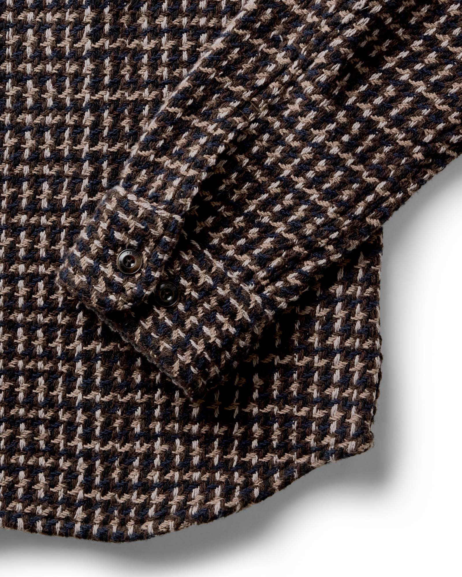 material shot of the sleeves on The Cutter Overshirt in Timber Plaid, Wovens by Taylor Stitch