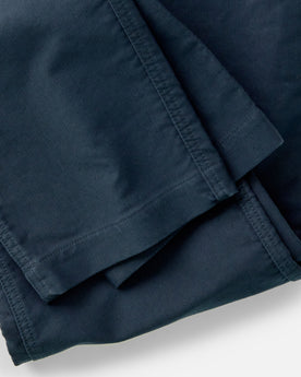 material shot of the hem on The Deck Pant in Dark Navy Bedford Cord, Bottoms by Taylor Stitch