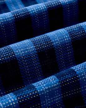 material shot of the fabric on The Division Shirt in Rinsed Indigo Plaid, Wovens by Taylor Stitch