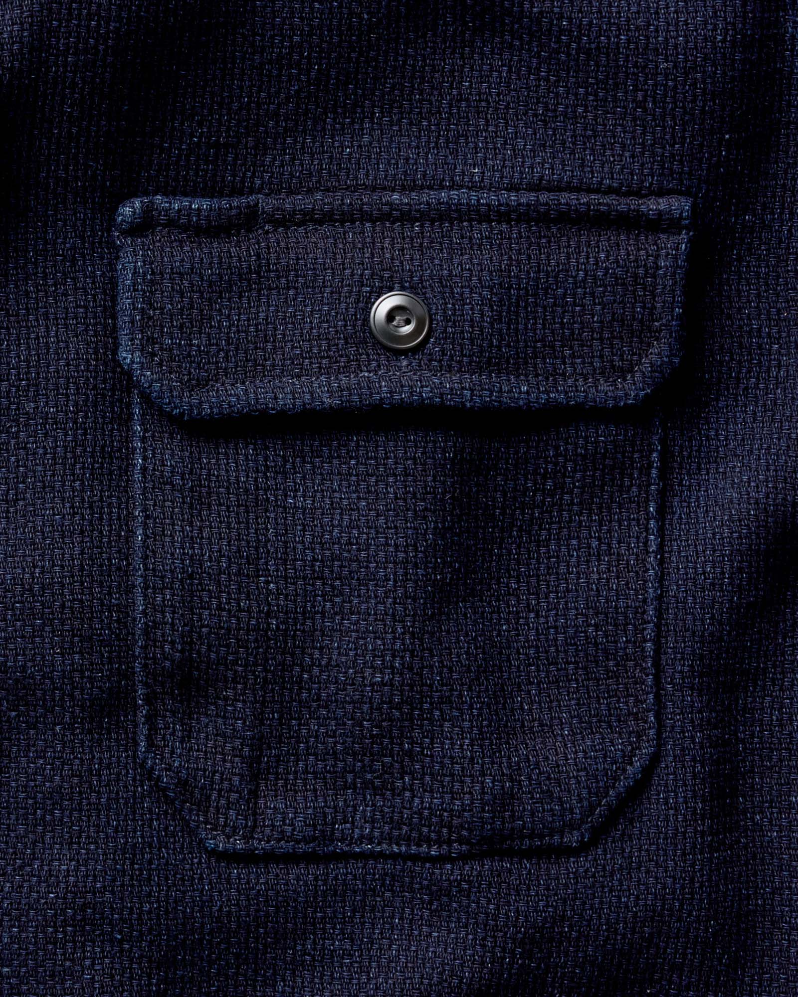 material shot of the pocket on The Division Shirt in Rinsed Indigo, Wovens by Taylor Stitch