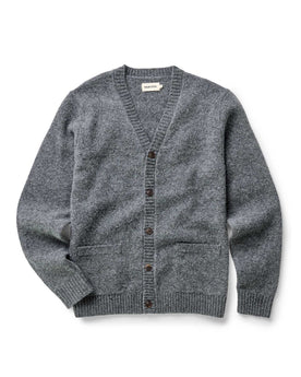 flatlay of The Eastmoor Cardigan in Heather Graphite Wool, Knits by Taylor Stitch