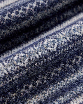 material shot of the fabric on The Eastmoor Sweater in Navy Fair Isle Wool, Knits by Taylor Stitch