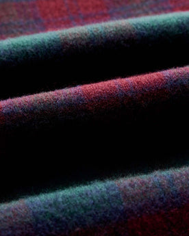 material shot of the fabric on The Fireside Scarf in Currant Plaid, Accessories by Taylor Stitch