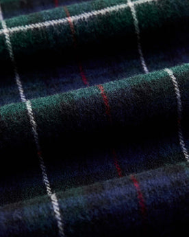 material shot of the fabric on The Fireside Scarf in Highland Navy Plaid, Accessories by Taylor Stitch