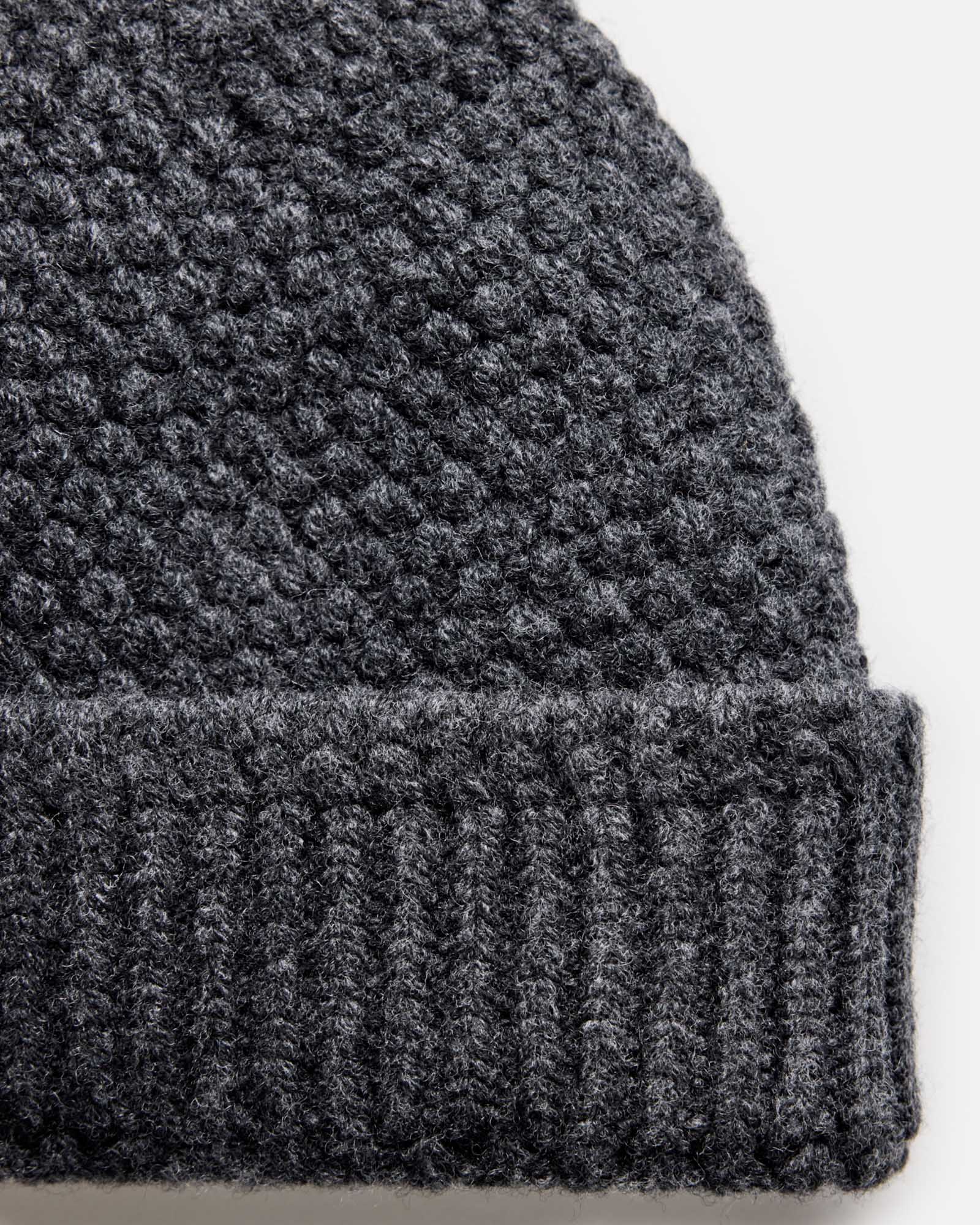mateiral shot of the uff of The Fisherman Beanie in Heather Coal, Accessories by Taylor Stitch