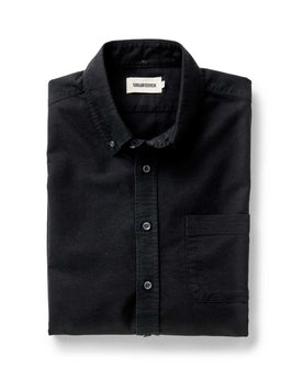 folded flatlay of The Jack in Black Indigo Oxford, Wovens by Taylor Stitch