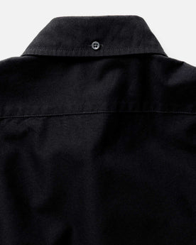 material shot of the back collar on The Jack in Black Indigo Oxford, Wovens by Taylor Stitch