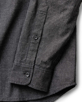 material shot of the sleeve on The Jack in Coal Jaspe Check Oxford, Wovens by Taylor Stitch