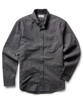 flatlay of The Jack in Coal Jaspe Check Oxford, Wovens by Taylor Stitch