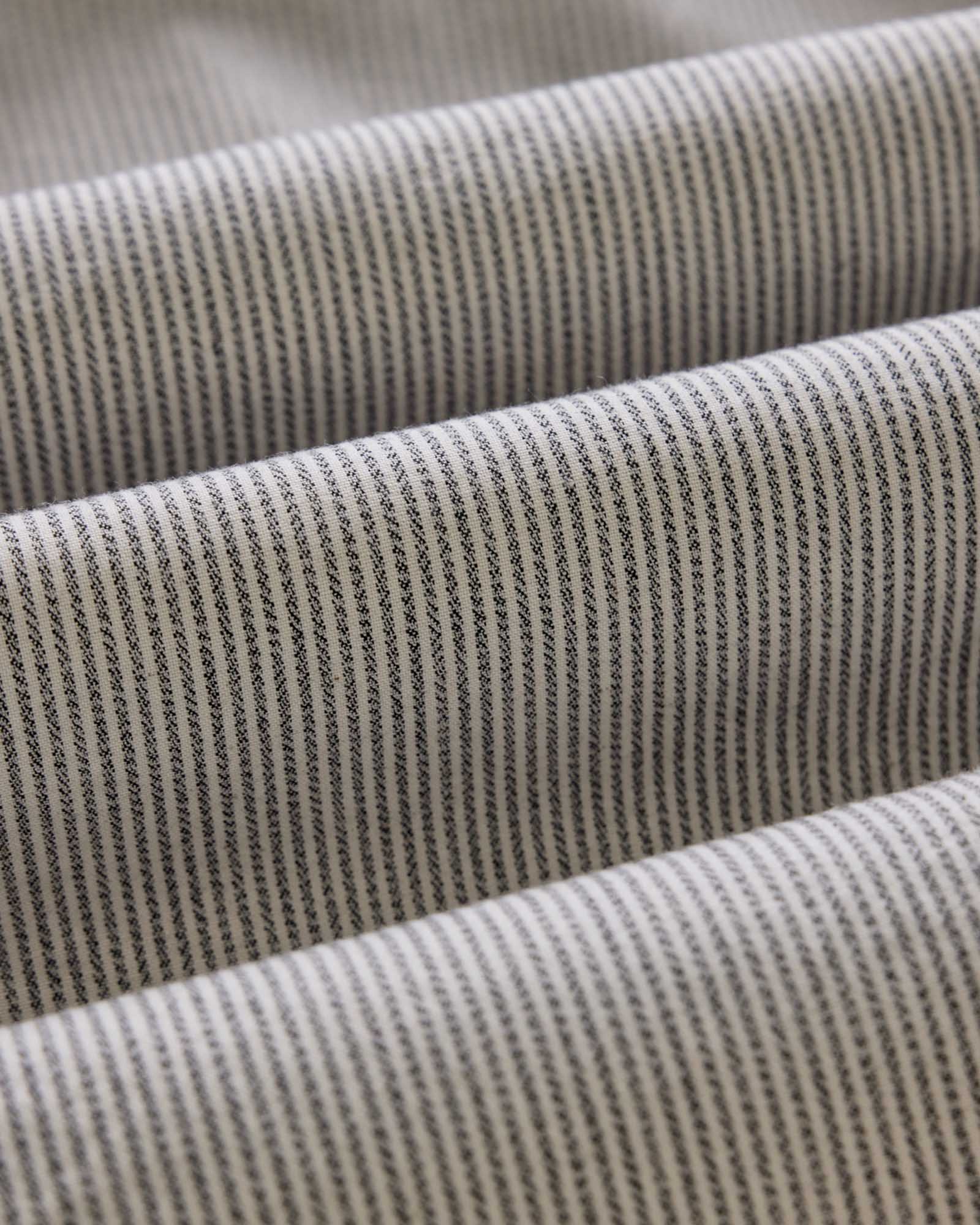 material shot of the fabric on The Jack in Coal Jaspe University Stripe Oxford, Wovens by Taylor Stitch