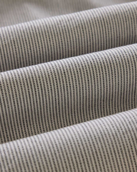 material shot of the fabric on The Jack in Coal Jaspe University Stripe Oxford, Wovens by Taylor Stitch