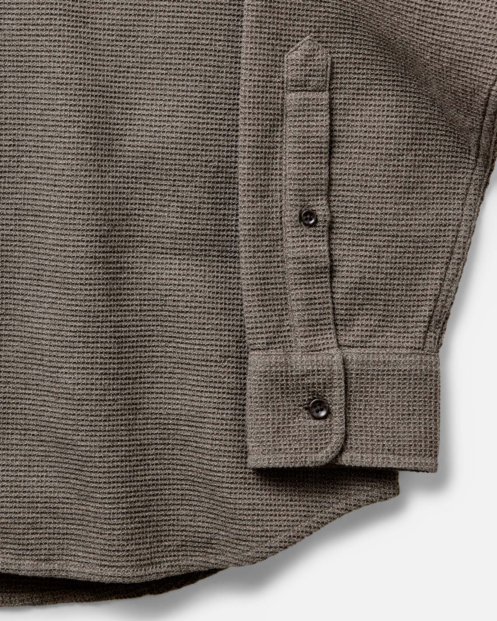 material shot of the sleeves on The Jack in Fatigue Olive Waffle, Wovens by Taylor Stitch