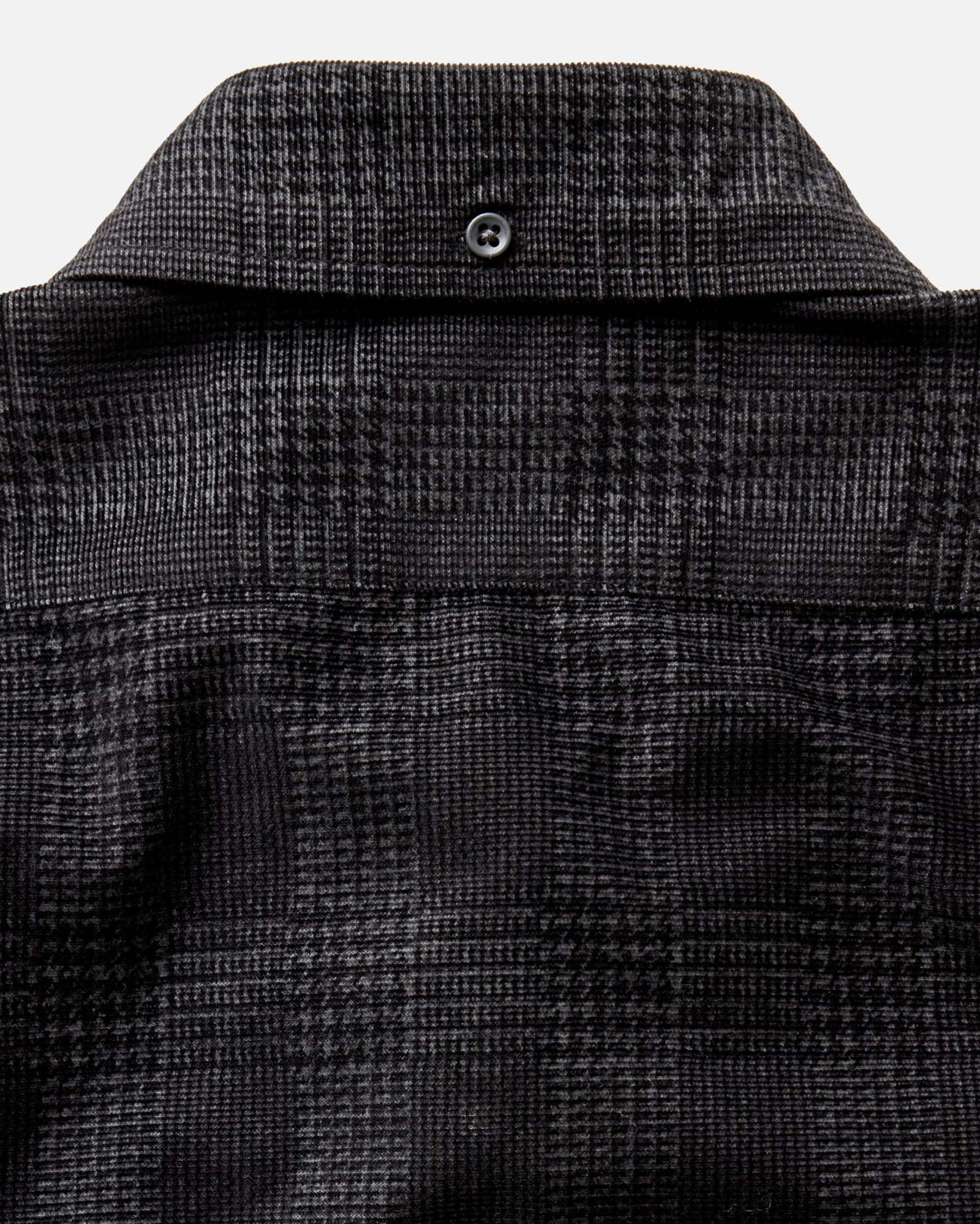 material shot of the back collar on The Jack in Heather Coal Check Pincord, Wovens by Taylor Stitch