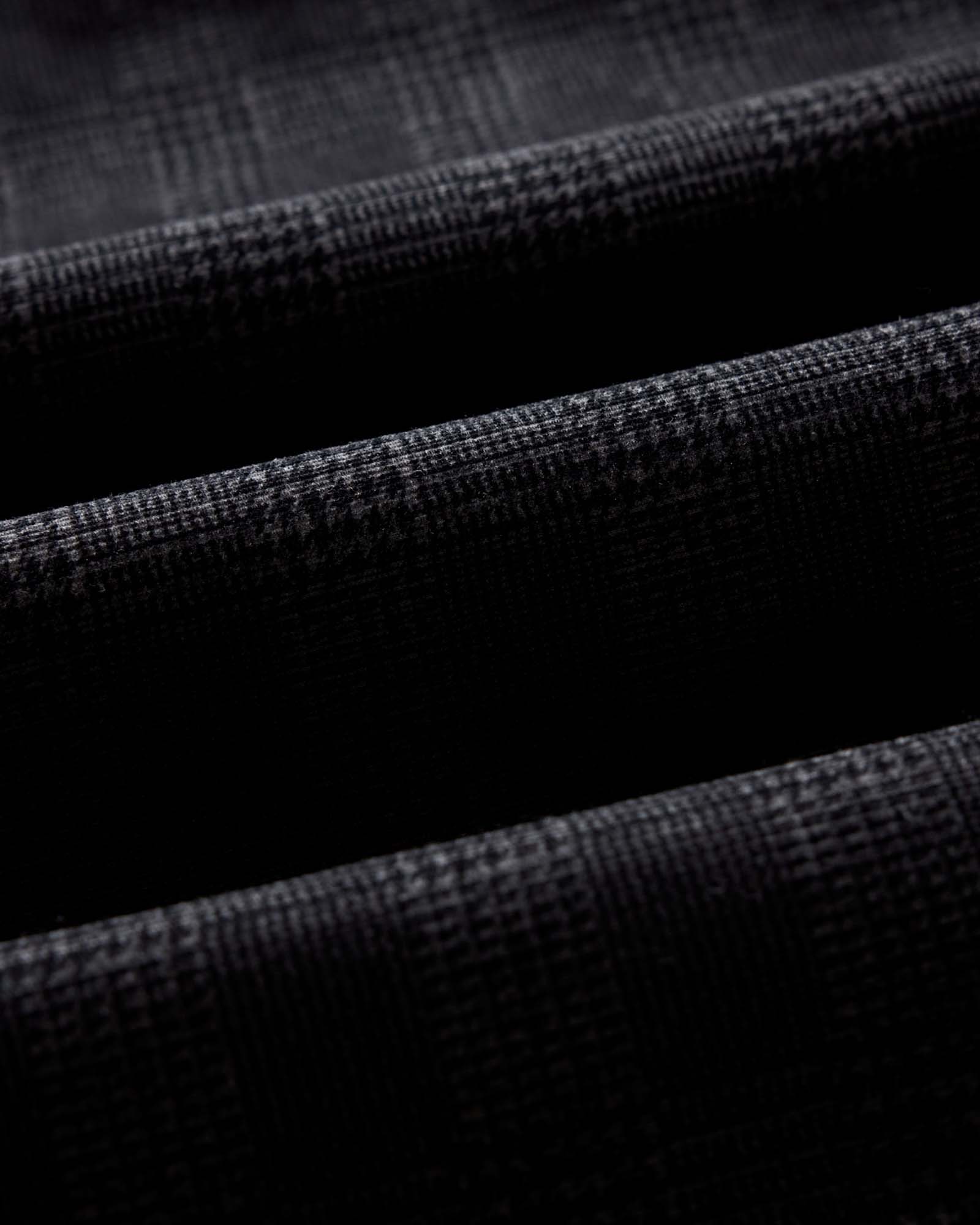 material shot of the fabric on The Jack in Heather Coal Check Pincord, Wovens by Taylor Stitch