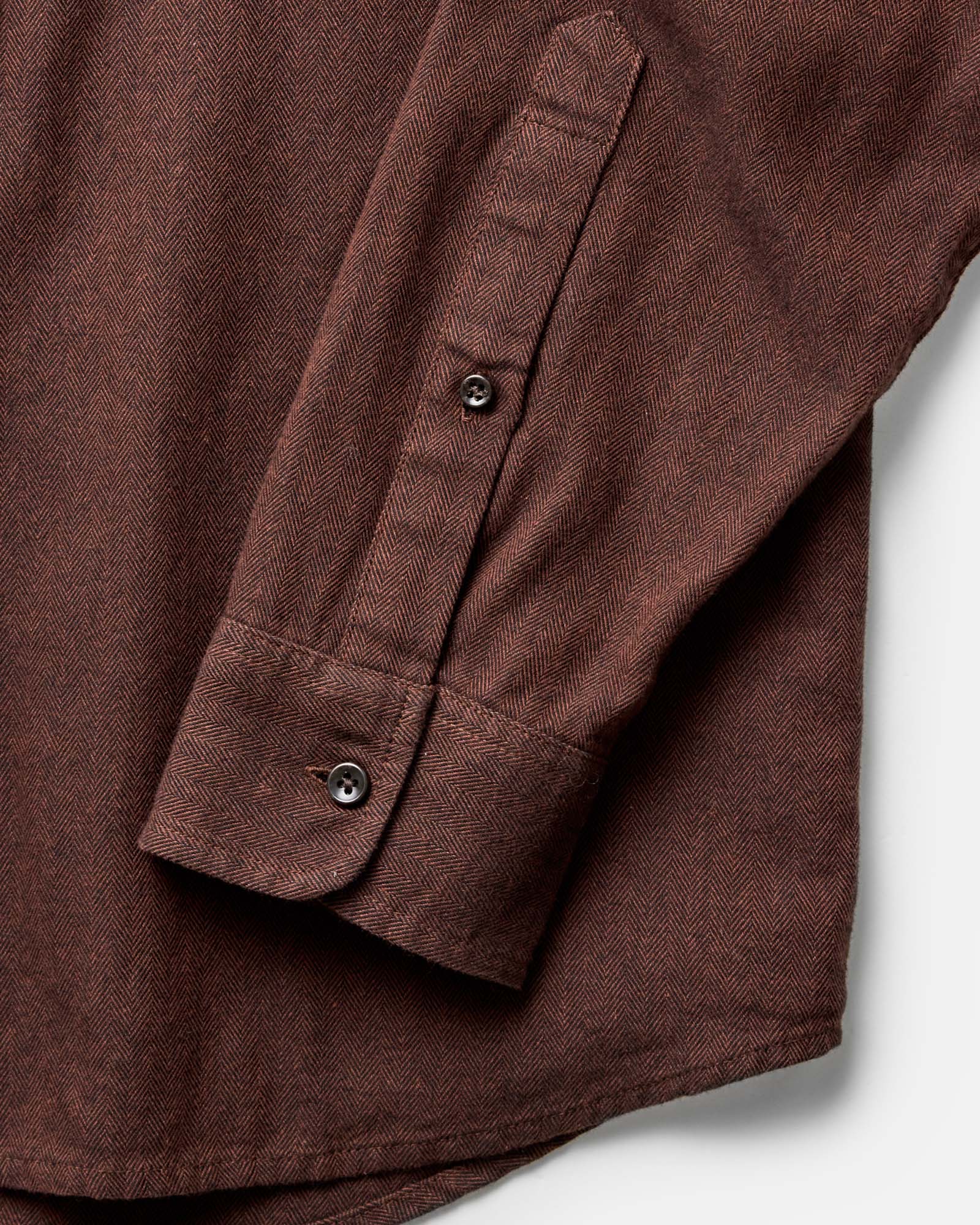 material shot of the sleeves on The Jack in Ginger Herringbone, Wovens by Taylor Stitch