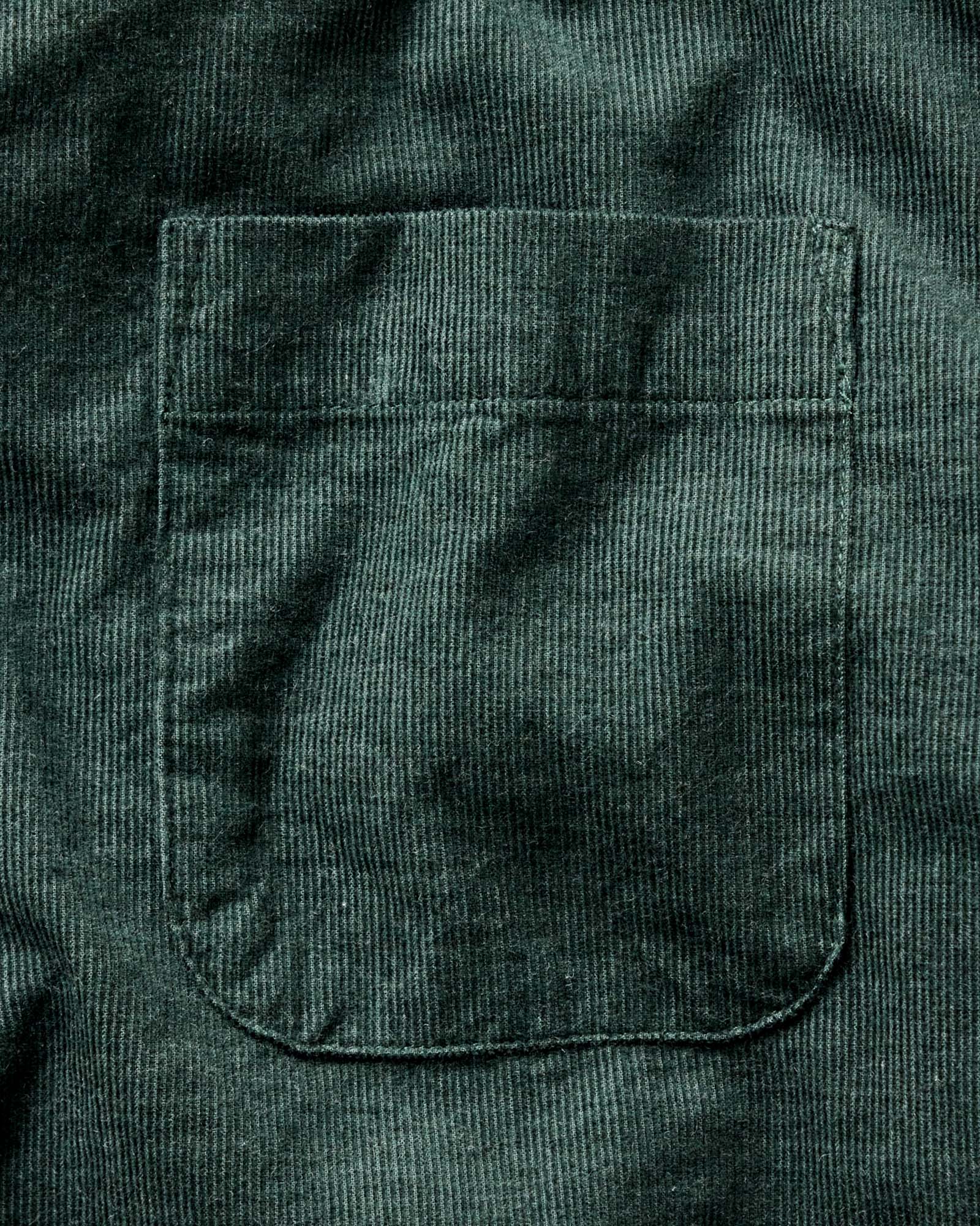 material shot of the pocket on The Jack in Heather Pine Pincord, Wovens by Taylor Stitch