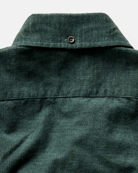 material shot of the back collar on The Jack in Heather Pine Pincord, Wovens by Taylor Stitch