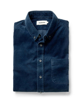 folded flatlay of The Jack in Heather Rinsed Indigo Pincord, Wovens by Taylor Stitch