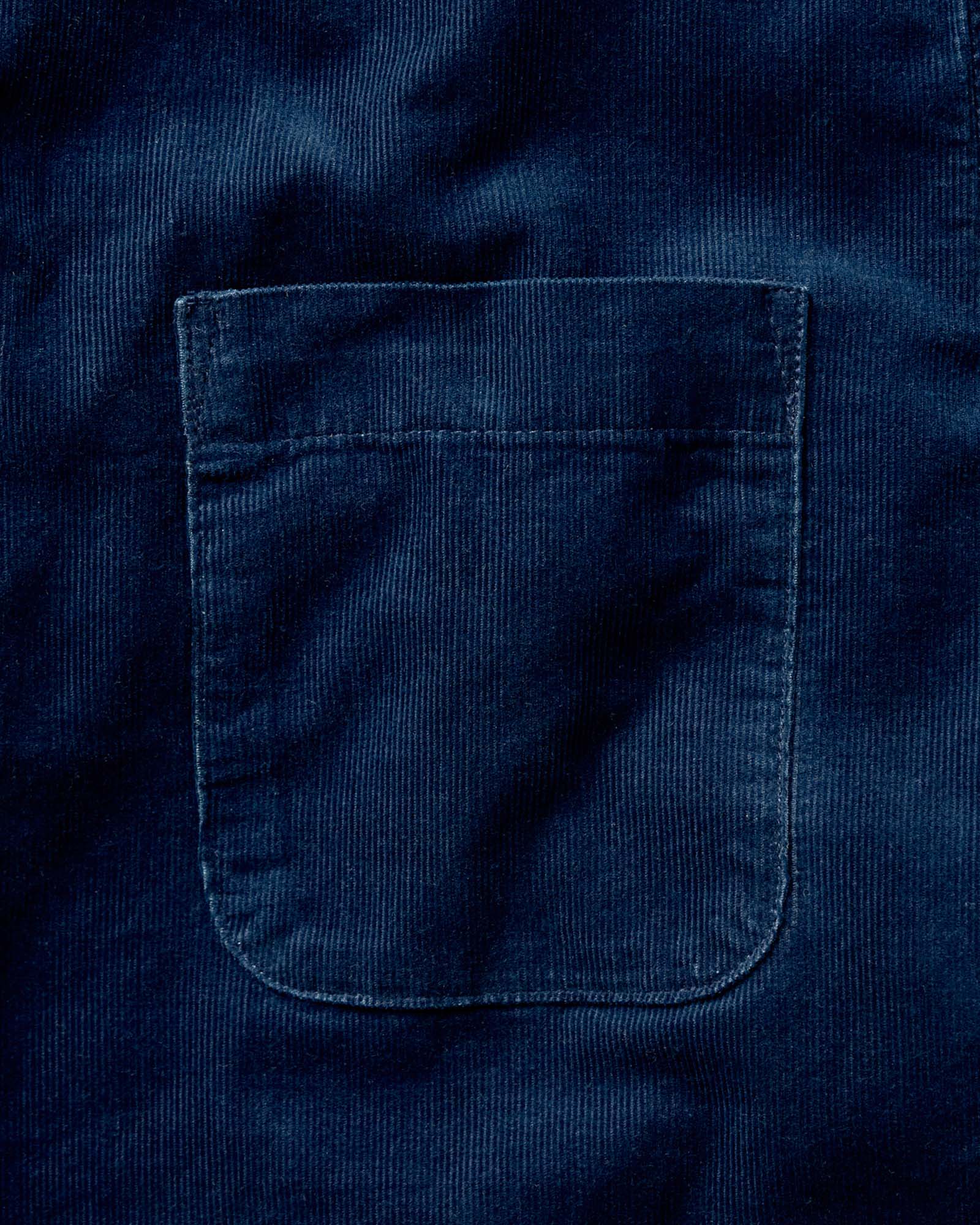 material shot of the pocket on The Jack in Heather Rinsed Indigo Pincord, Wovens by Taylor Stitch
