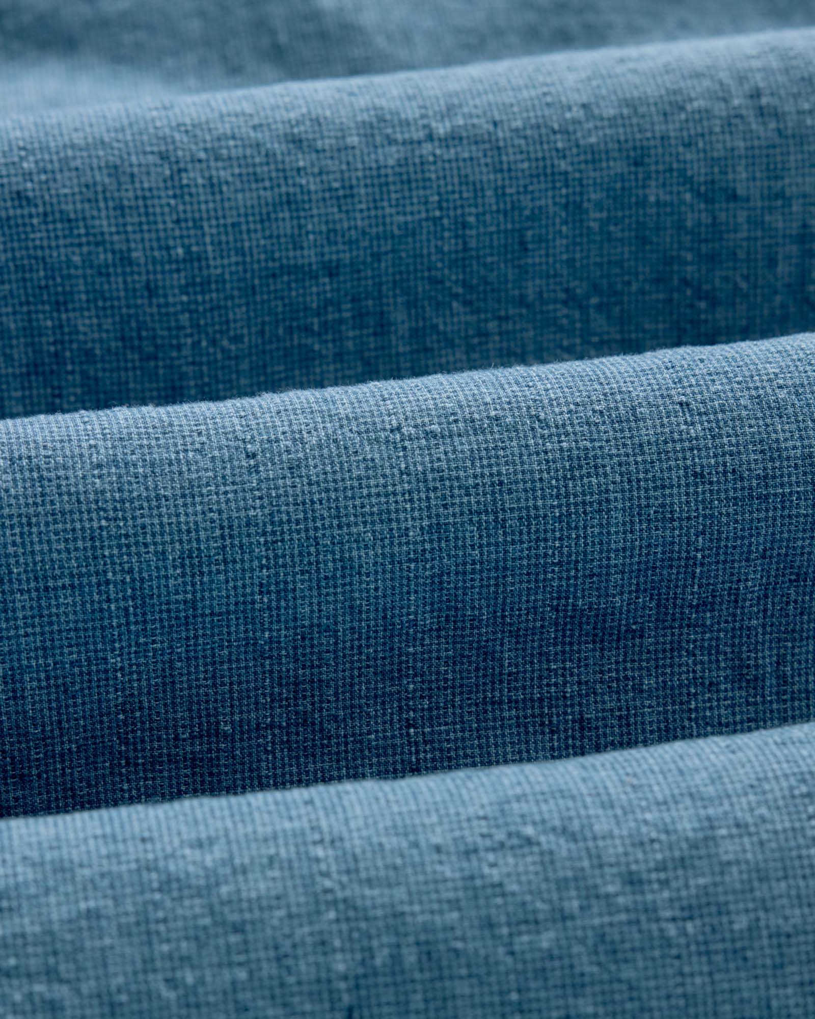 material shot of the fabric on The Jack in Indigo Check Linen, Wovens by Taylor Stitch