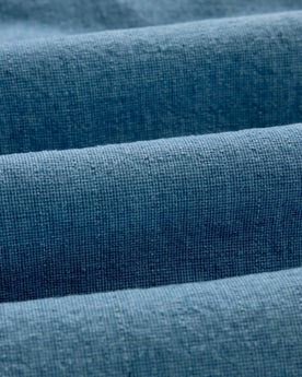 material shot of the fabric on The Jack in Indigo Check Linen, Wovens by Taylor Stitch