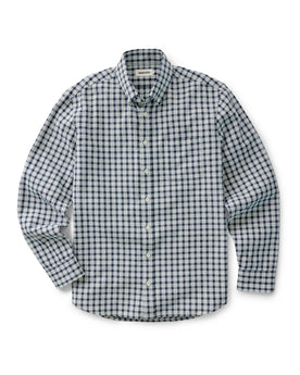 flatlay of The Jack in Indigo Micro Check Oxford, Wovens by Taylor Stitch