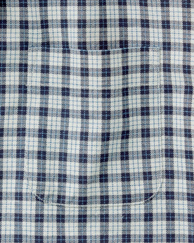 material shot of the pocket on The Jack in Indigo Micro Check Oxford, Wovens by Taylor Stitch