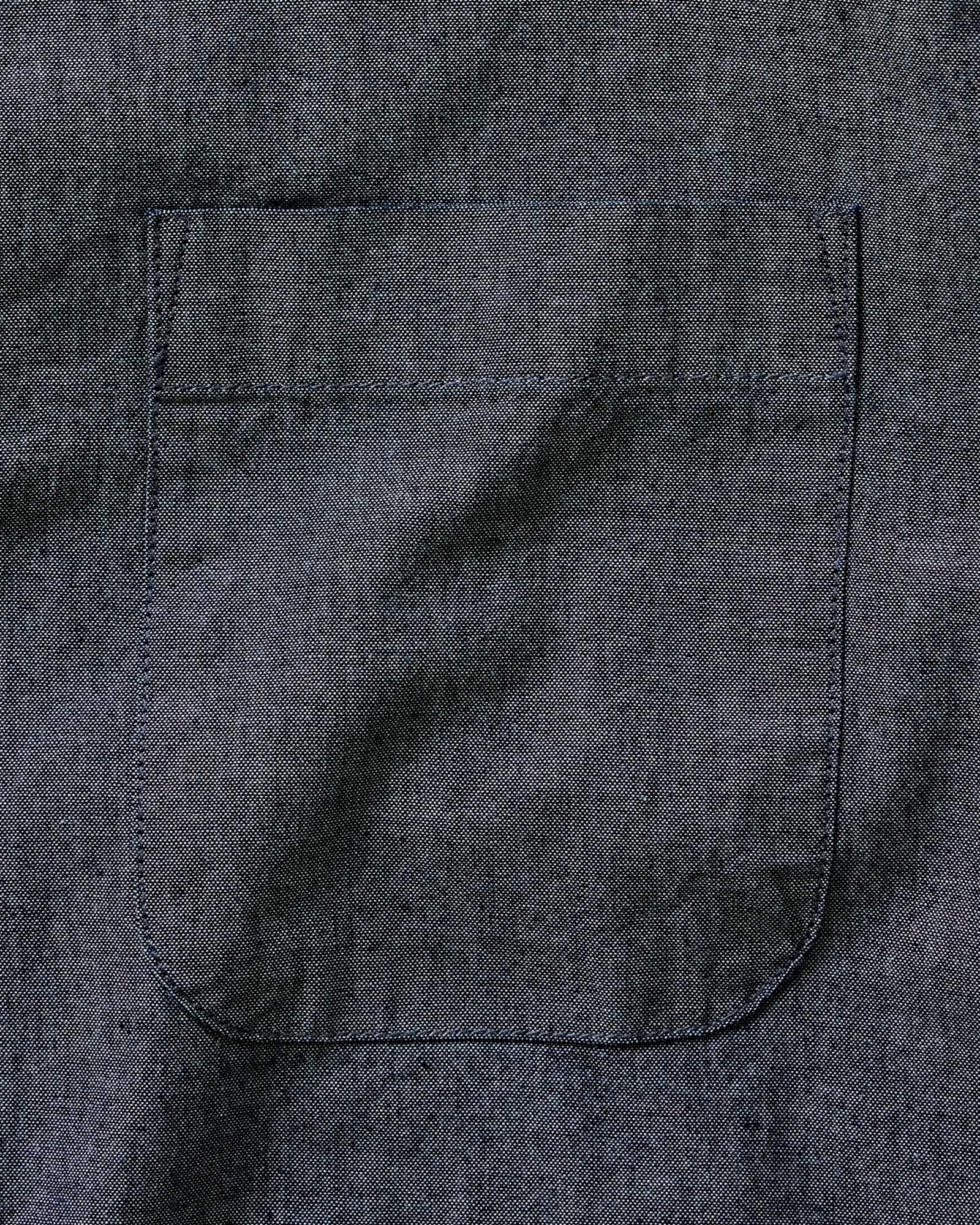 material shot of the collar on The Jack in Rinsed Indigo Chambray, Wovens by Taylor Stitch